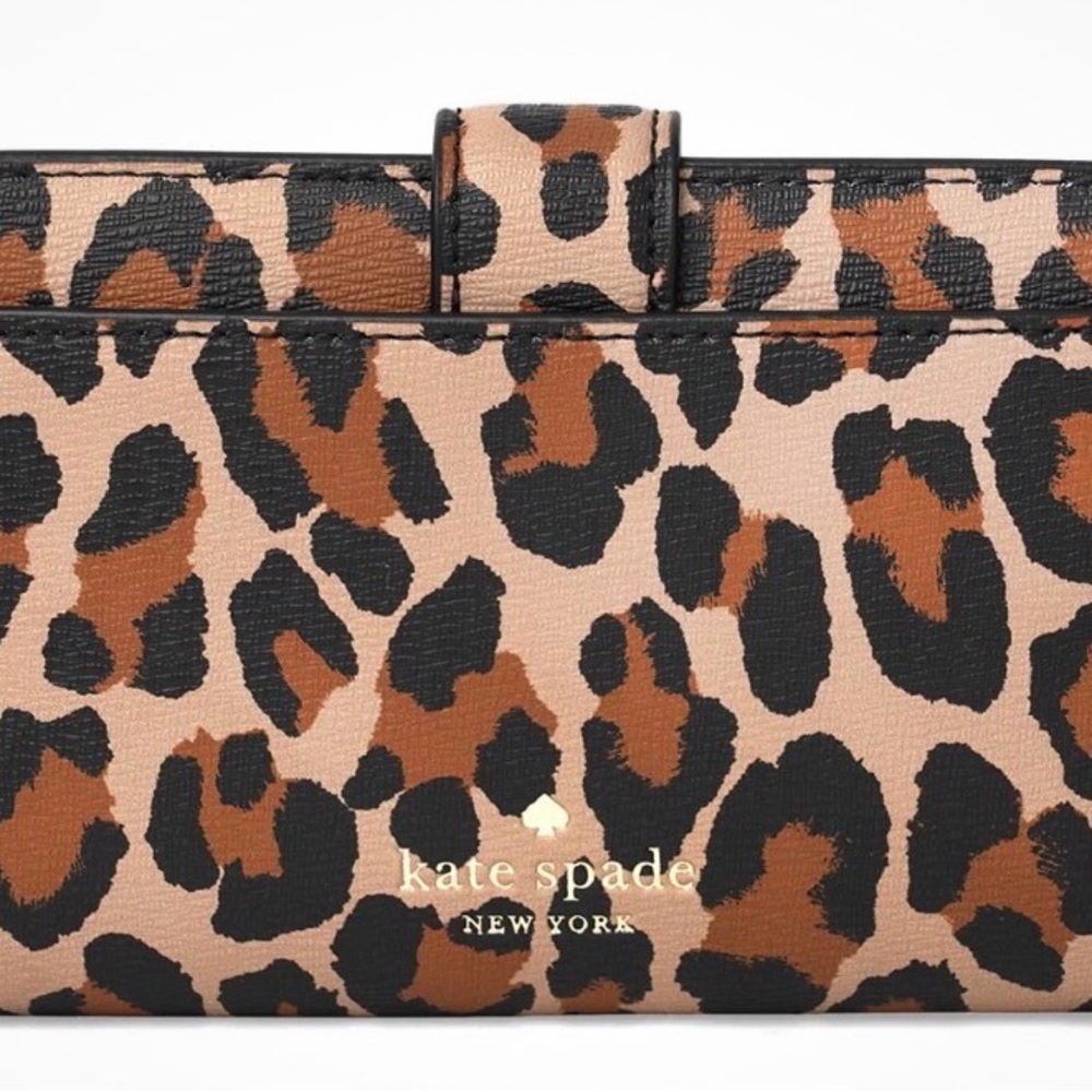 Kate Spade Phoebe Turnlock Medium Wallet KH815 200 in brown leopard - Picture 4 of 5